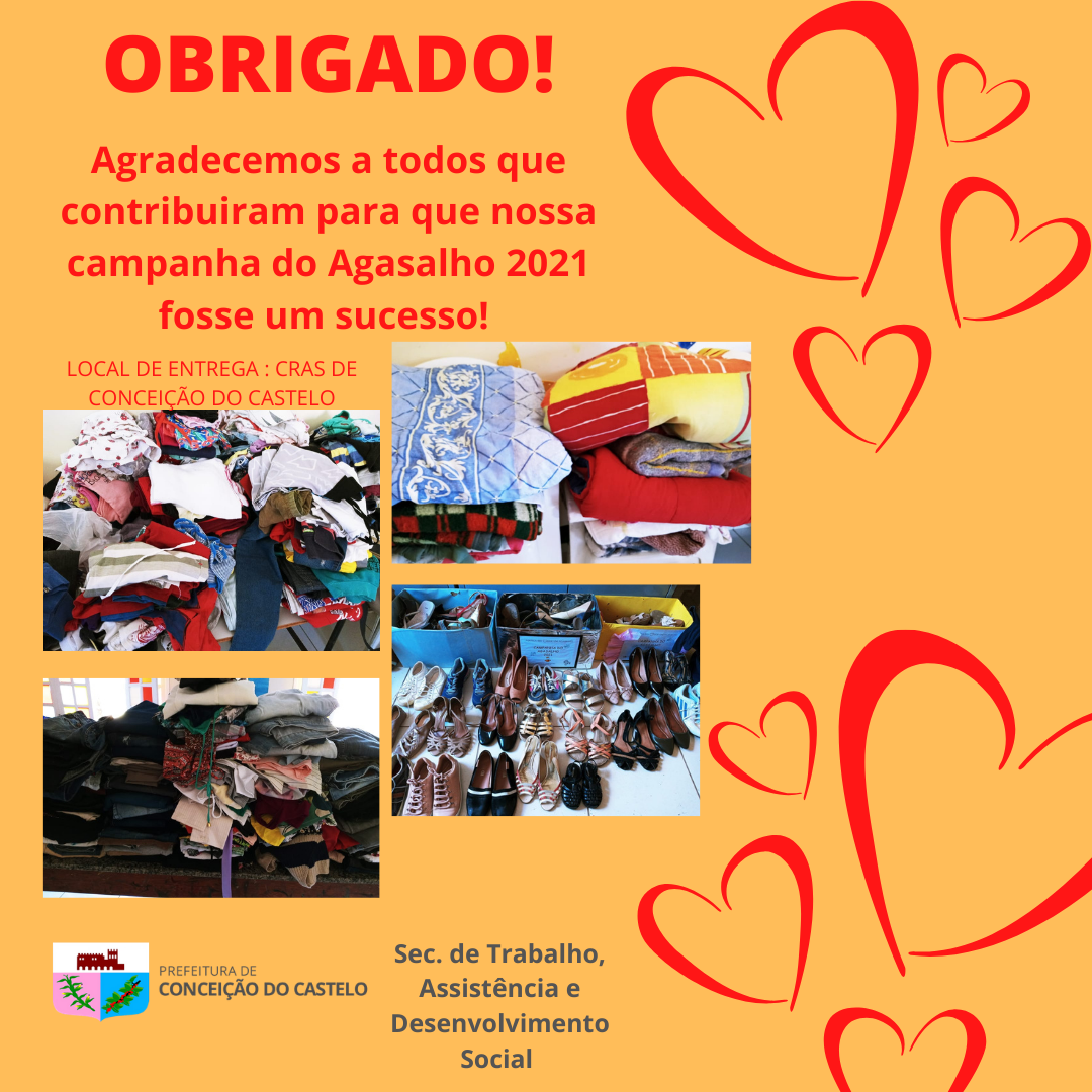 CAMPANHA DO AGASALHO 2021, OBRIGADO A TODOS.