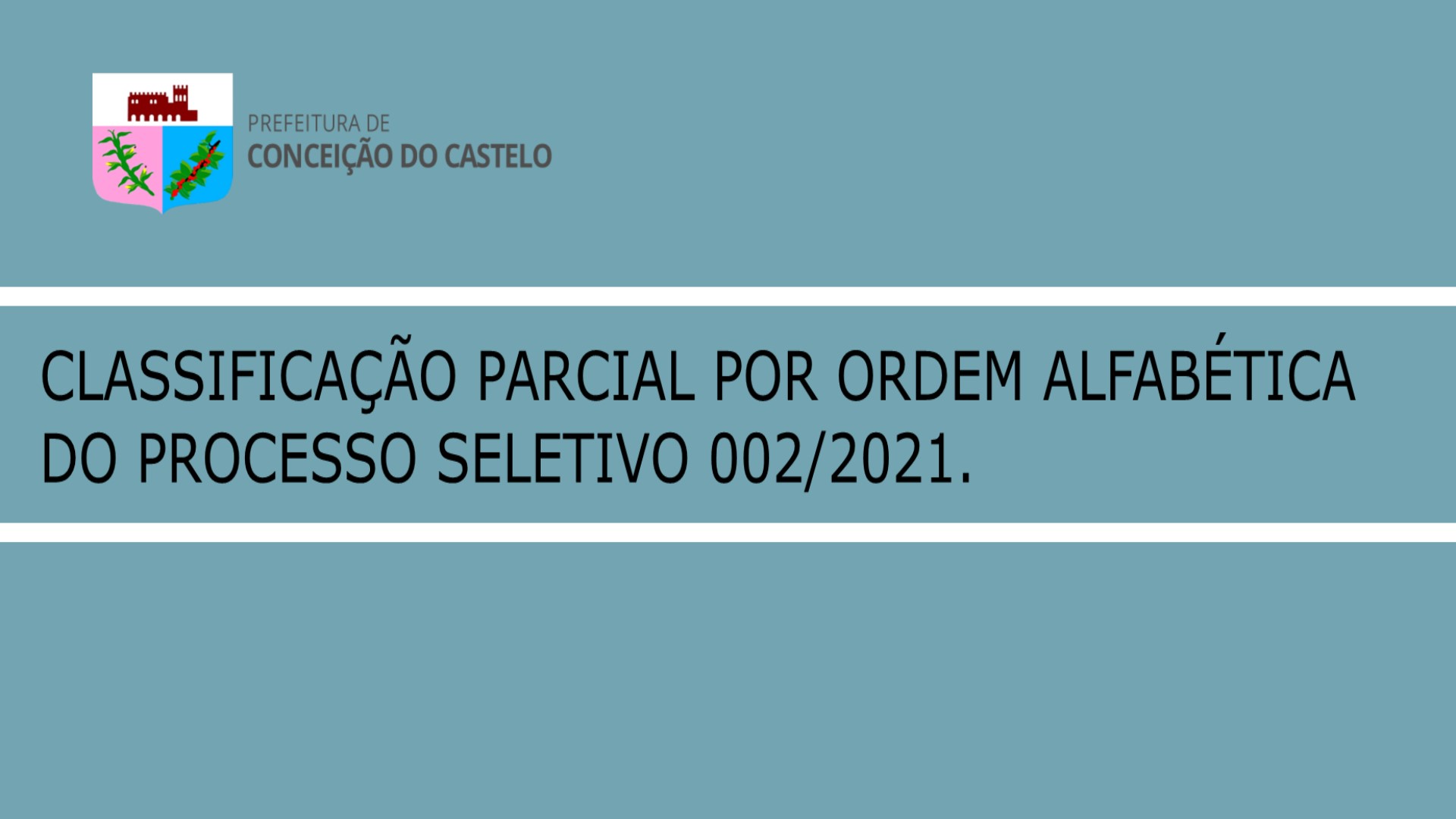 CLASSIFICAÇÃO PARCIAL POR ORDEM ALFABÉTICA  DO PROCESSO SELETIVO 002/2021.