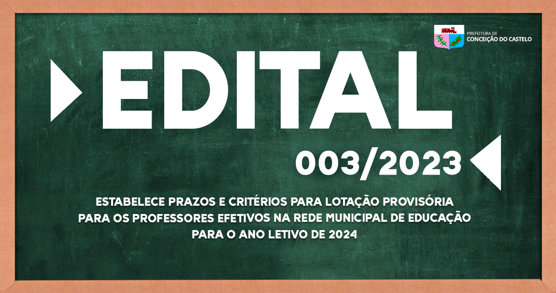 EDITAL 003/2023 - SECRETARIA MUNICIPAL DE EDUCAÇÃO