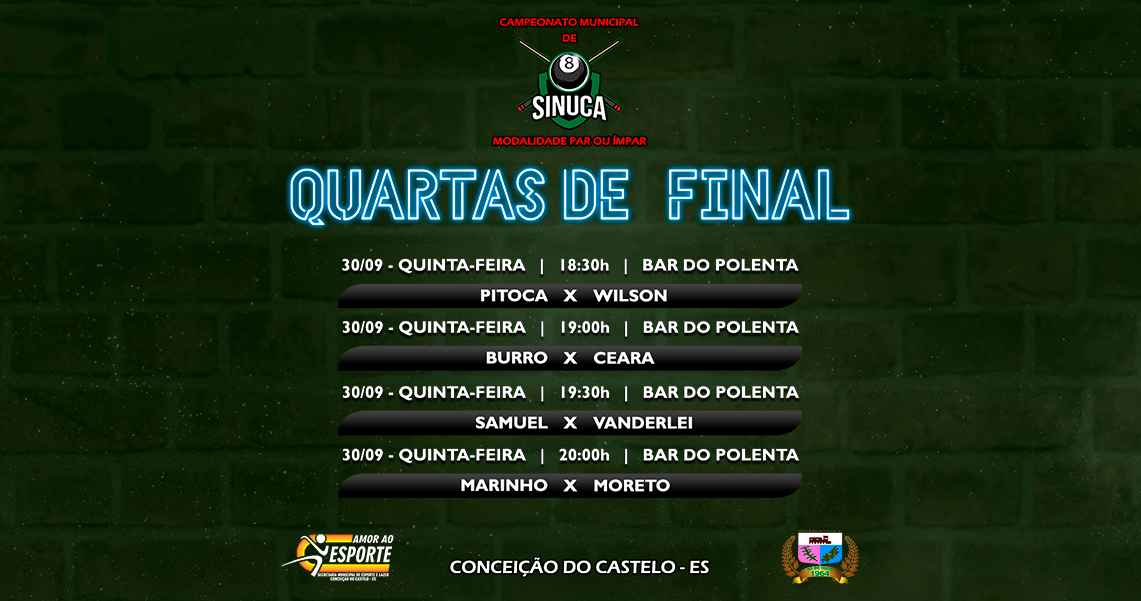QUARTAS DE FINAL DE SINUCA