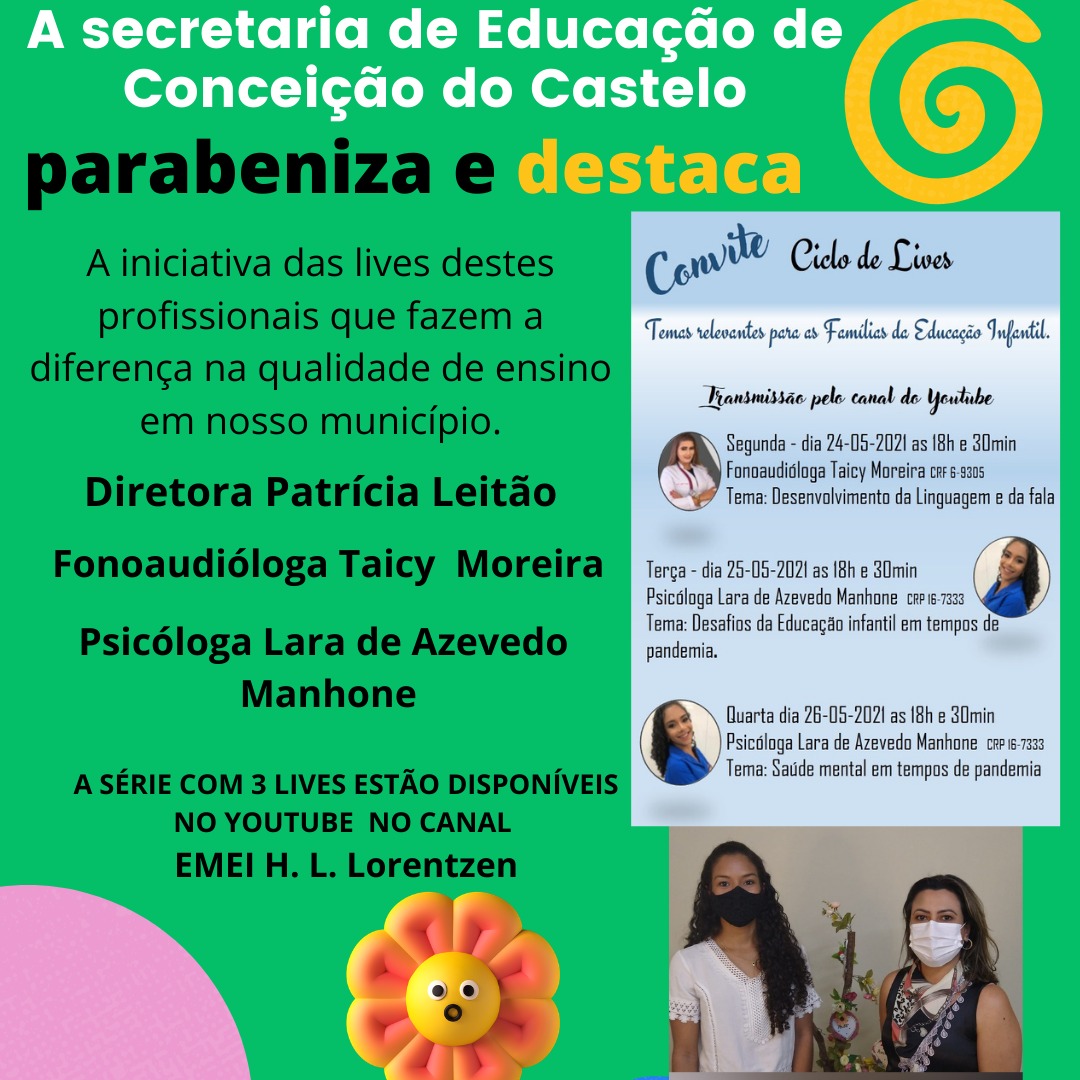 SECRETARIA DE EDUCAÇÃO DE CONCEIÇÃO DO CASTELO PARABENIZA PROFISSIONAIS QUE SE DESTACAM!