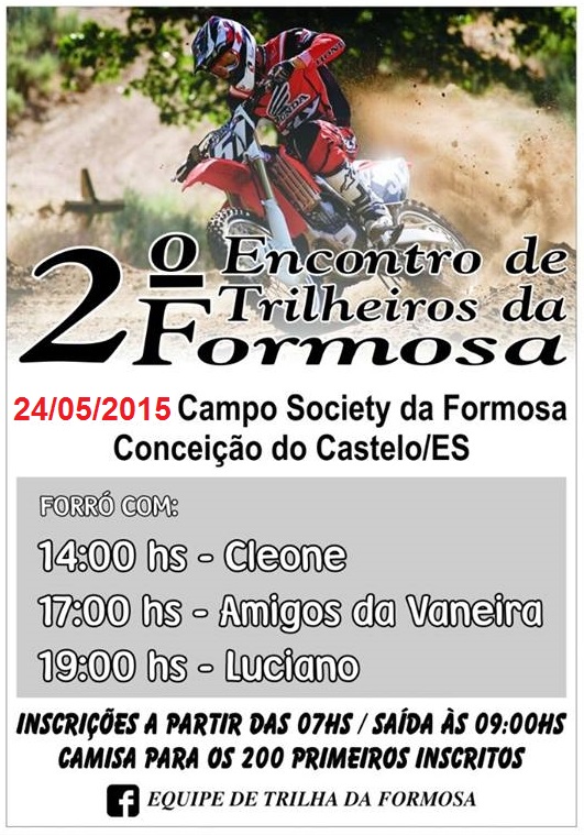 2º Encontro de Trilheiros da Formosa no dia 26 de abril