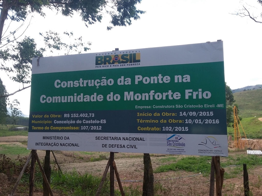 Iniciada as obras de construção da ponte na comunidade do Monforte Frio