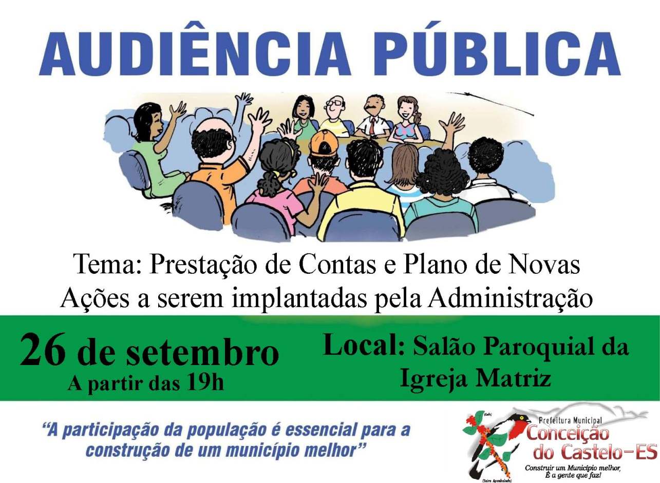 Prefeitura de Conceição do Castelo realiza audiência pública no dia 26 de setembro
