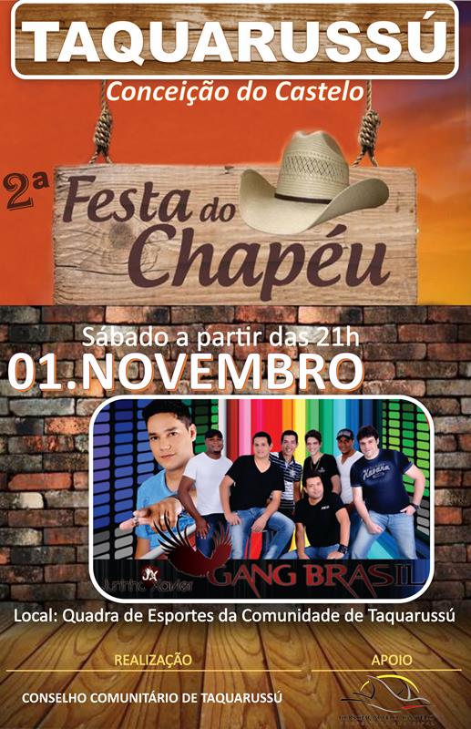 Taquarussú realiza a 2ª edição da Festa do Chapéu no dia 01 de novembro