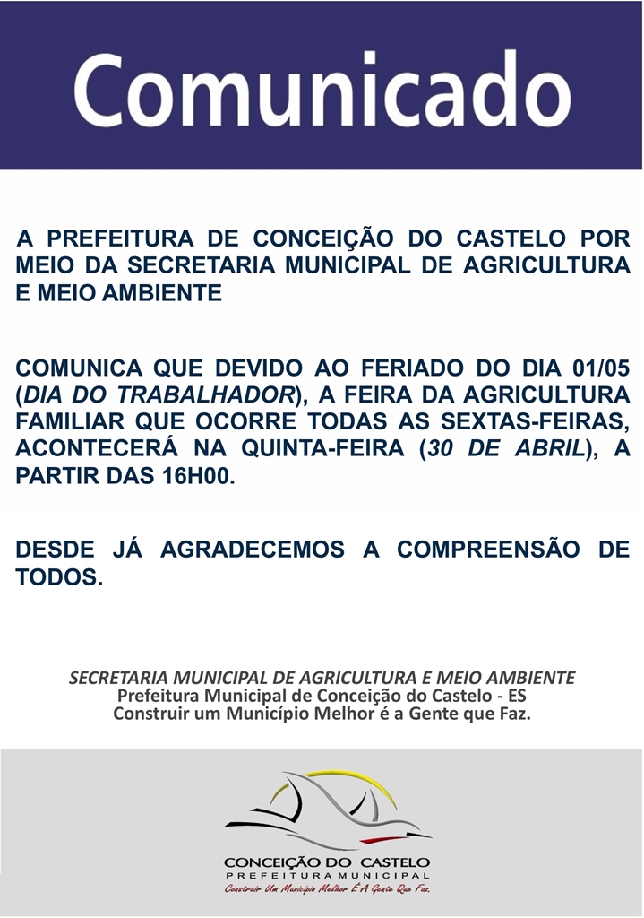 Comunicado da Agricultura e Meio Ambiente