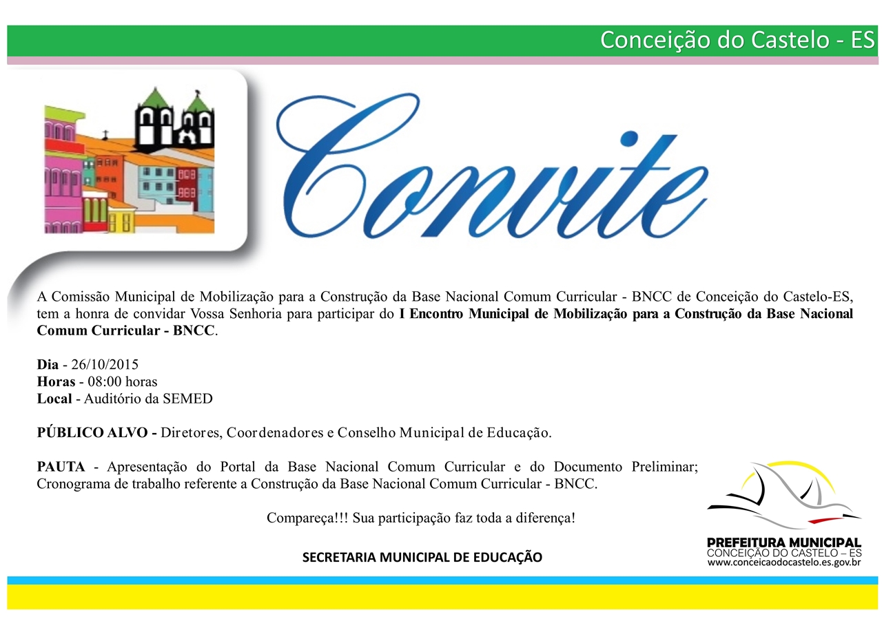 SEMED promove I Encontro Municipal de Mobilização para a Construção da Base Nacional Comum Curricular – BNCC no dia 26 de outubro