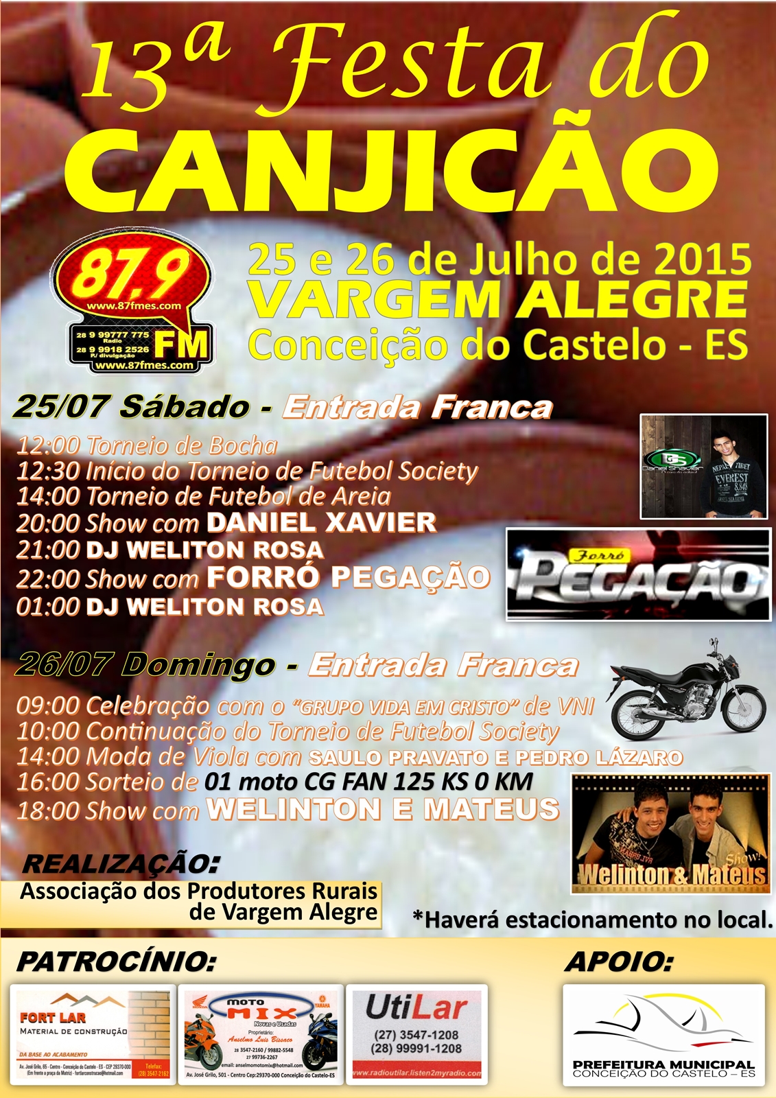 Programação da Festa do Canjicão será no dia 25 e 26 de julho