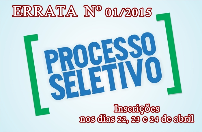 Errata n° 01/2015 do Processo Seletivo da Prefeitura