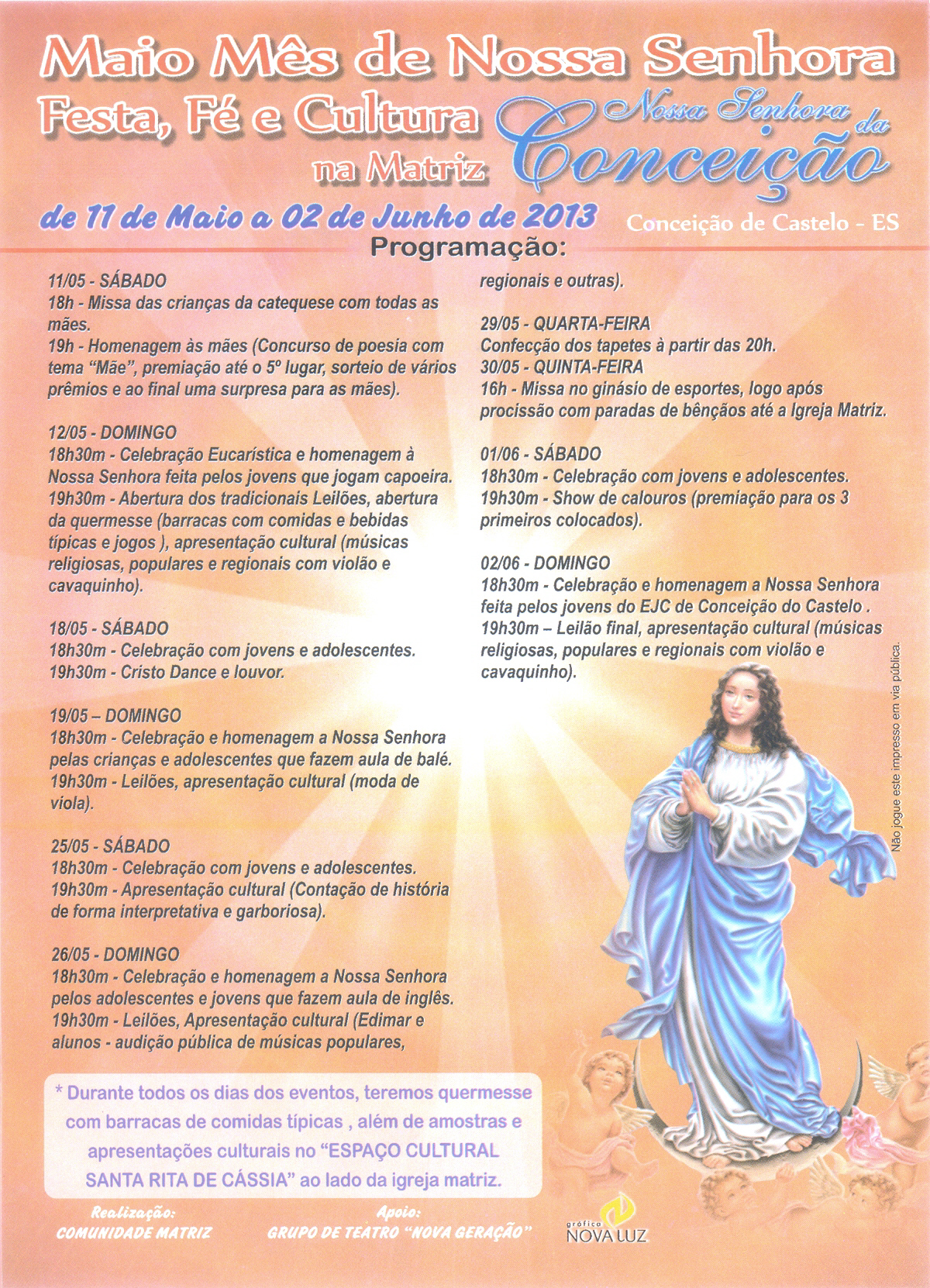 Igreja Católica celebra o mês de comemoração a Nossa Senhora da Conceição