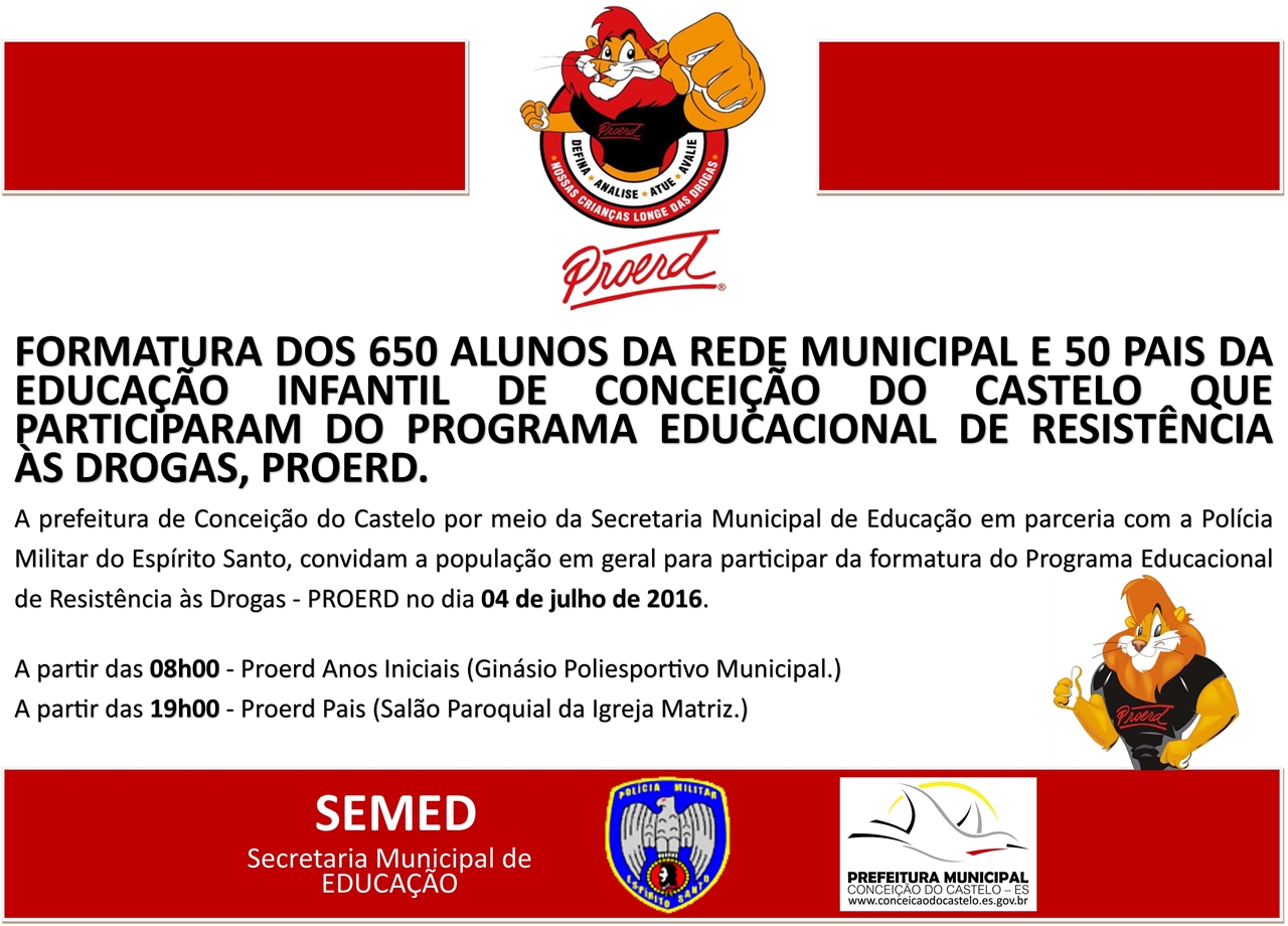 Formatura do PROERD nesta segunda-feira (04) em Conceição do Castelo