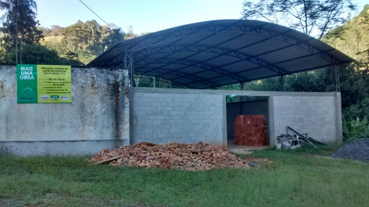 Vice-prefeito visita a obra em andamento da ampliação e reforma do Centro de Eventos da comunidade de Viçosa
