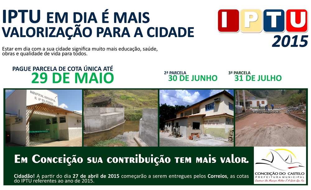 IPTU 2015 começará a ser entregues pelo Correio a partir do dia 27 de abril