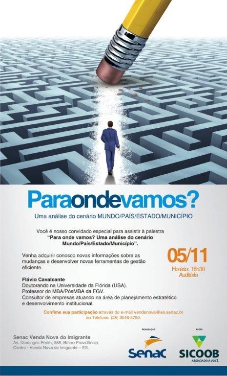SENAC realiza palestra com Flávio Cavalcanti no dia 05 de novembro, participe!