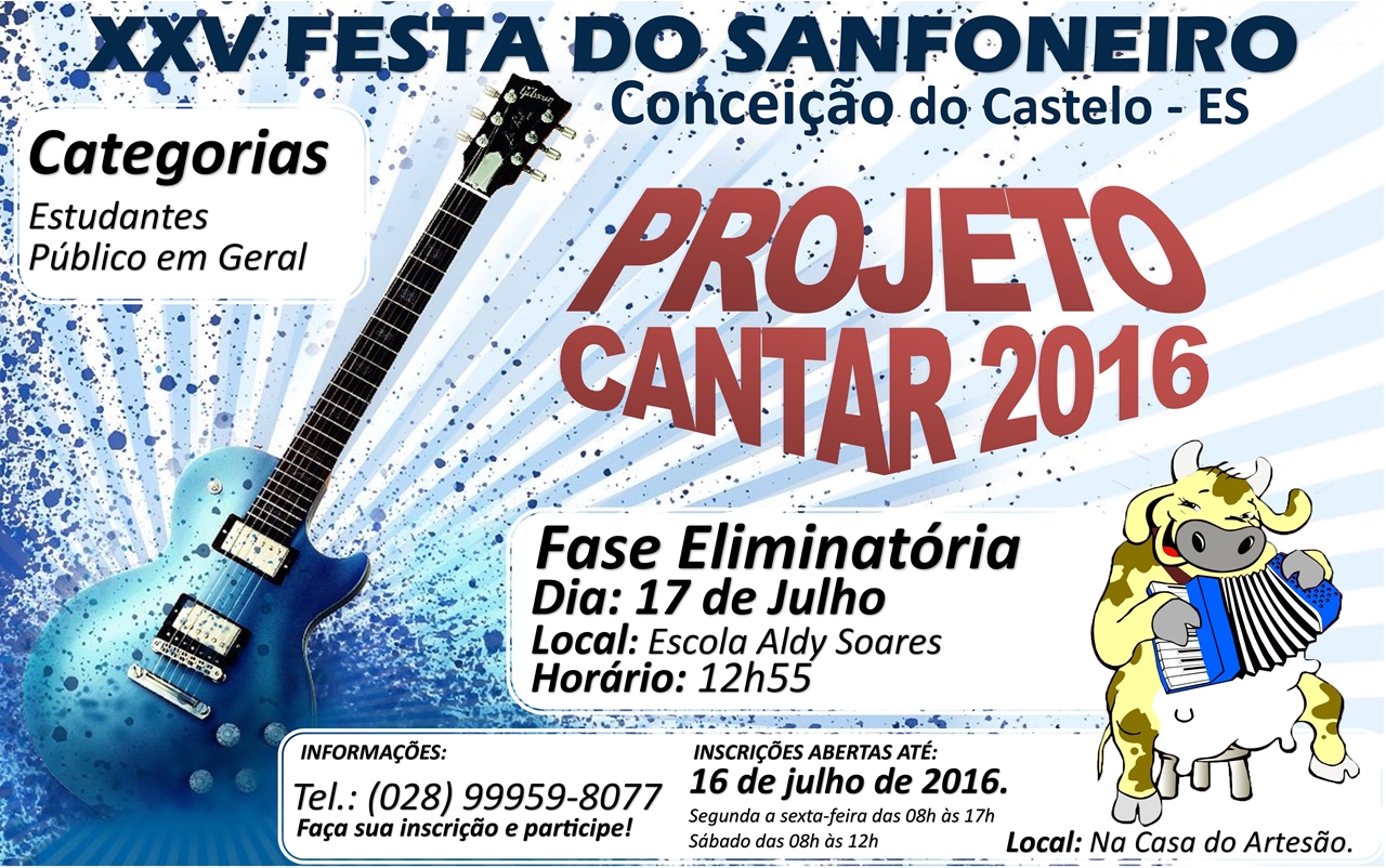 Estão abertas as inscrições para o PROJETO CANTAR 5