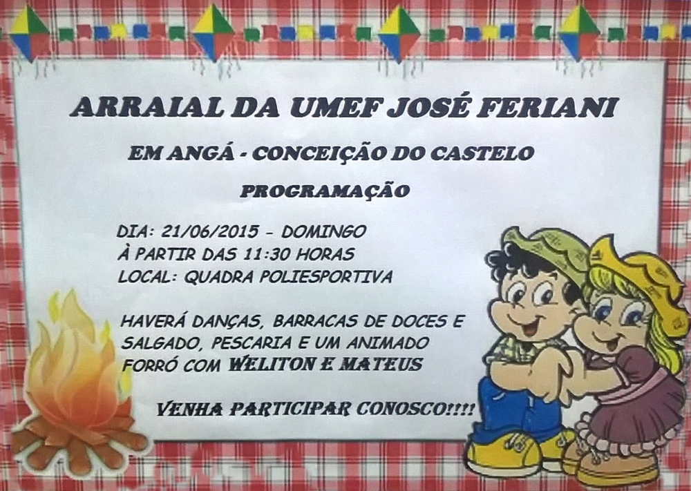 Arraial da UMEF José Feriani será no dia 21 de junho
