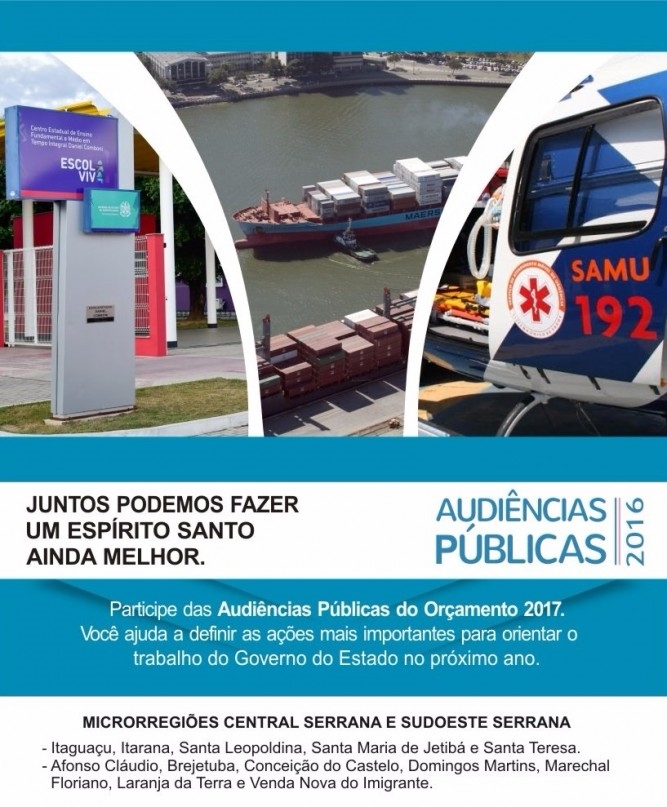 Conceição do Castelo participou de Audiência pública para discutir o orçamento de 2017 em Santa Maria do Jetibá nesta quinta-feira (23)
