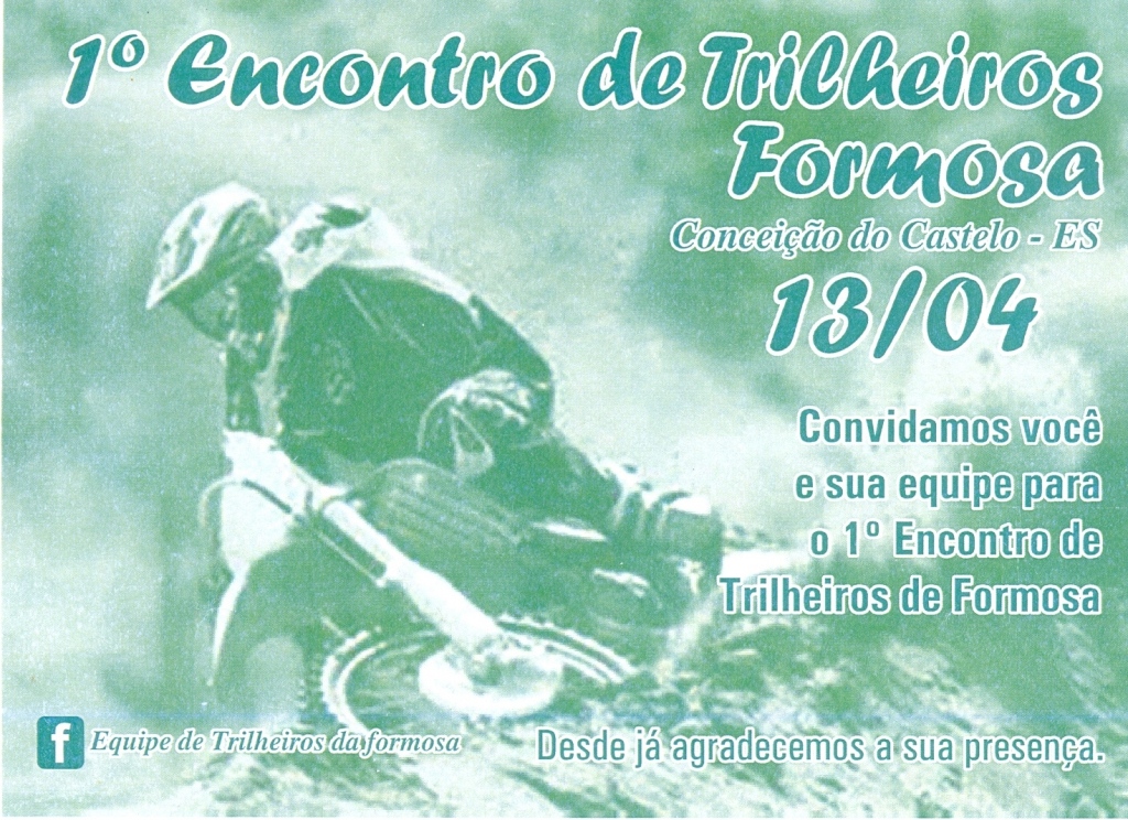 1º Encontro de Trilheiros da Formosa no dia 13 de abril
