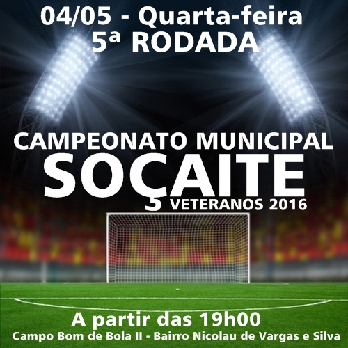 Nesta quarta-feira, 04, tem rodada classificatória do Campeonato Municipal de Veteranos 2016