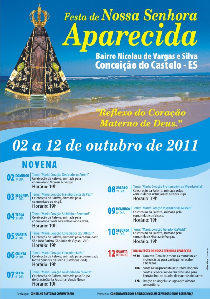 FESTA DE NOSSA SENHORA APARECIDA NO BAIRRO NICOLAU DE VARGAS E SILVA EM CONCEIÇÃO DO CASTELO