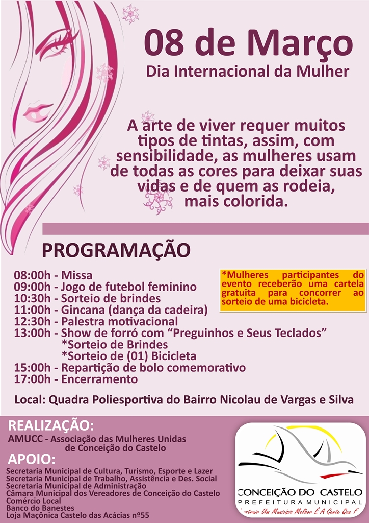 AMUCC promove programação para o dia internacional da mulher