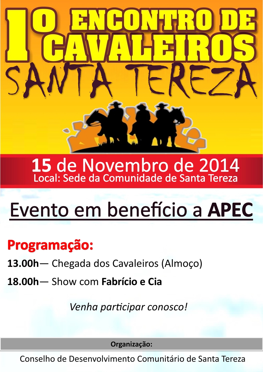 1º encontro de cavaleiros em Santa Tereza neste sábado, 15