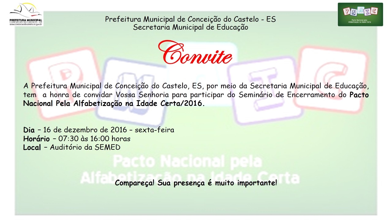 Seminário de encerramento do Pacto Nacional Pela Alfabetização na Idade Certa acontece nesta sexta-feira (16)