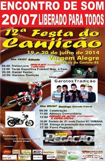 12ª Festa do Canjicão em Vargem Alegre acontece neste final de semana, 19 e 20 de julho