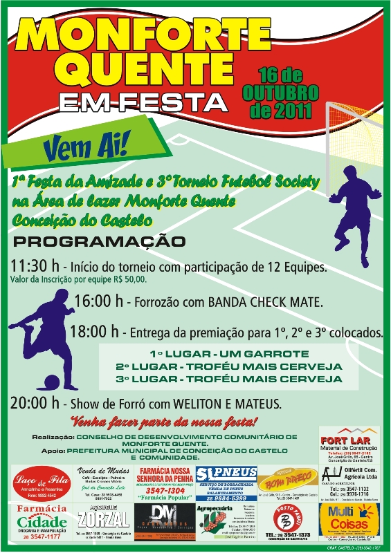 VEM AI!!!   COMUNIDADE DO MONFORTE QUENTE EM FESTA NO DIA 16 DE OUTUBRO DE 2011