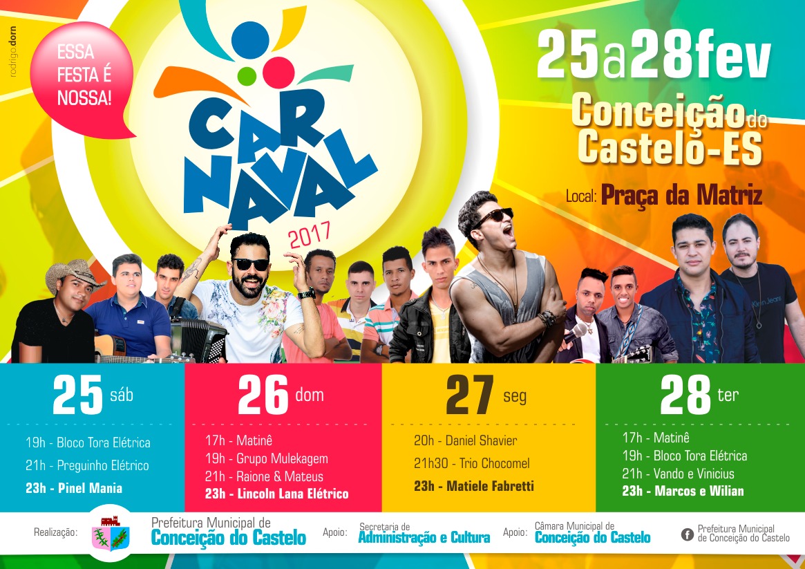 O Carnaval 2017 de Conceição do Castelo está chegando!