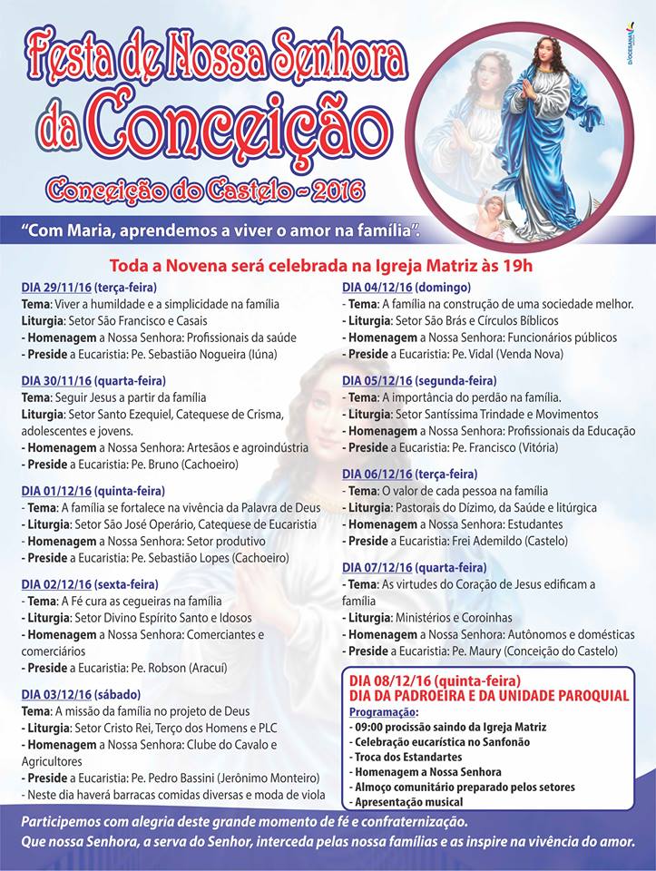 Programação da Festa da Padroeira do Município