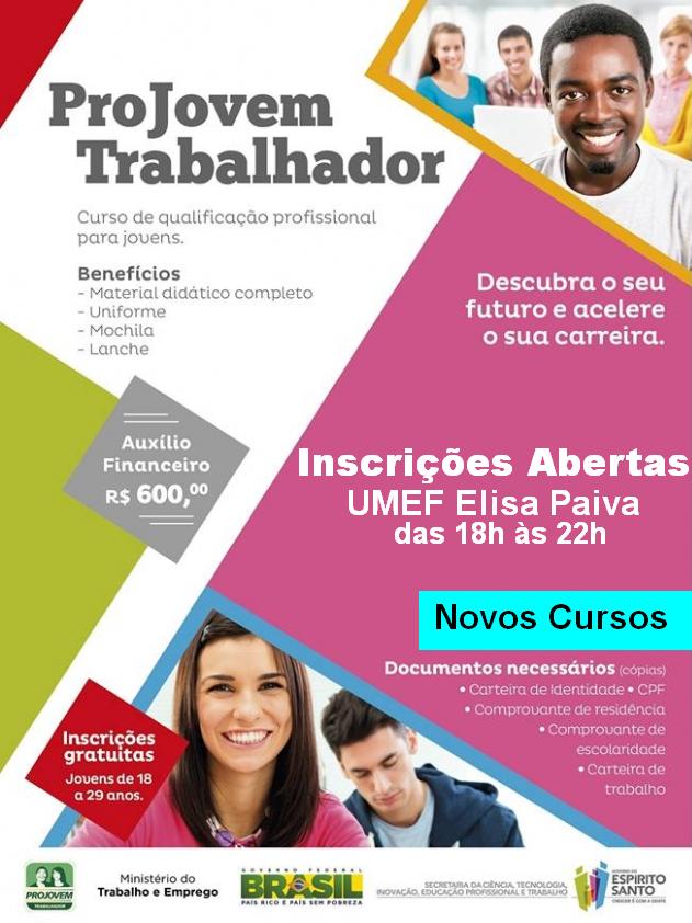 Projovem Trabalhador abre as inscrições e disponibiliza novos cursos para o município